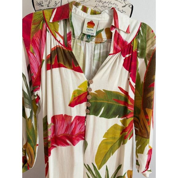 B39 Farm Rio Spring Forest Jumpsuit Womens XS Boho Tropical Vacation Resort - Picture 4 of 7